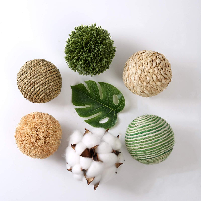 CIR OASES 6pcs 3.5inch Woven Wicker Rattan Balls Decorative Ball Twig Orbs Green Orbs Vase Bowl Filler for Tabletop Decor - Image 4